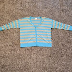 Striped Blue and Tan Women's Cardigan